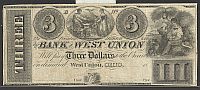 West Union, OH, 1830s $3 Remainder, The Bank of West Union, VF